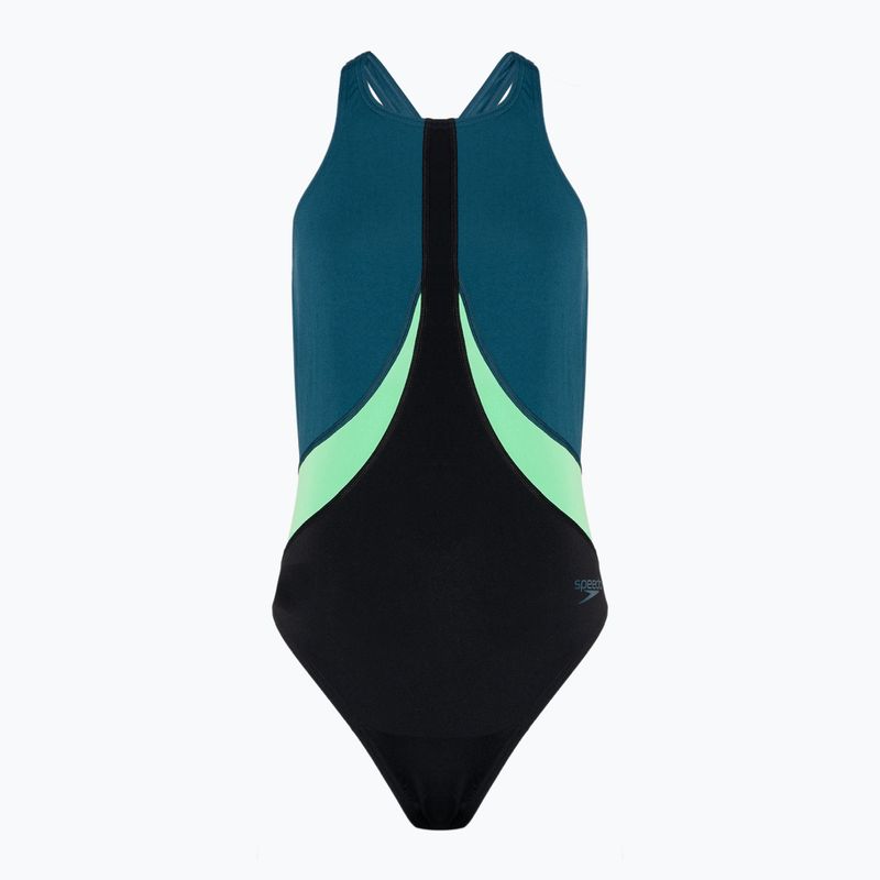 Speedo Colourblock Highneck Crossback Damen-Badeanzug einteilig