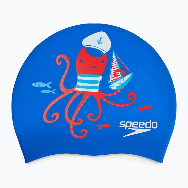 Speedo Junior Printed Silicone tru kobalt/wassermelone/weiß Kinder Badekappe 2