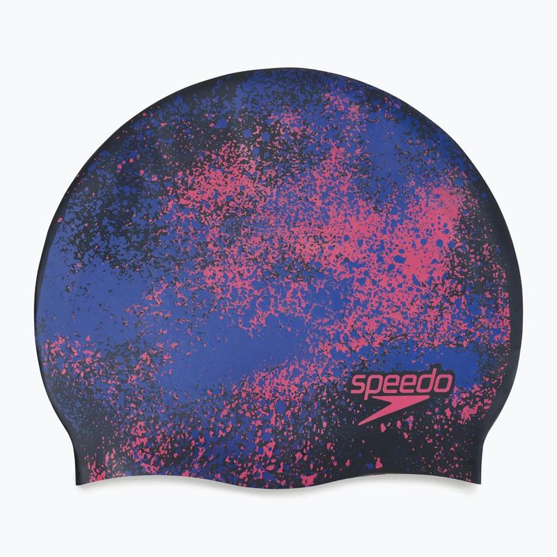 Speedo Reversible Slogan Junior Starburst true cobalt/flare pink Kinder Badekappe