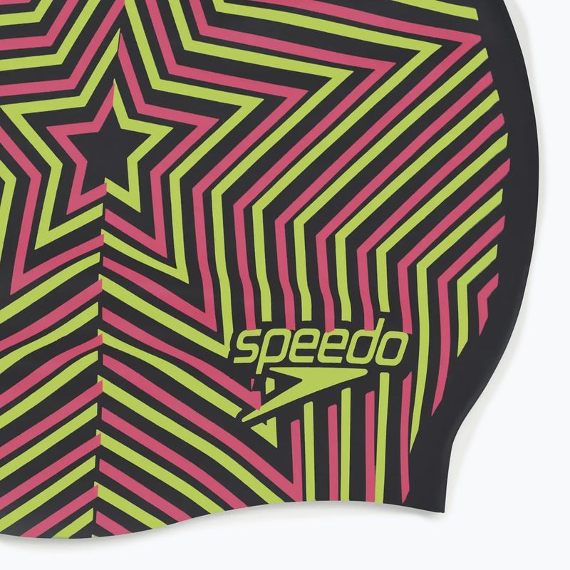 Speedo Reversible Slogan Junior Starburst true cobalt/flare pink Kinder Badekappe 4