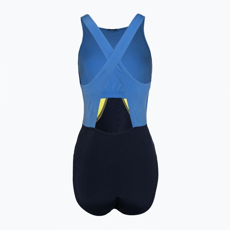 Speedo Colourblock Highneck Crossback Badeanzug true navy/sevres blue/lemon drizzle 2