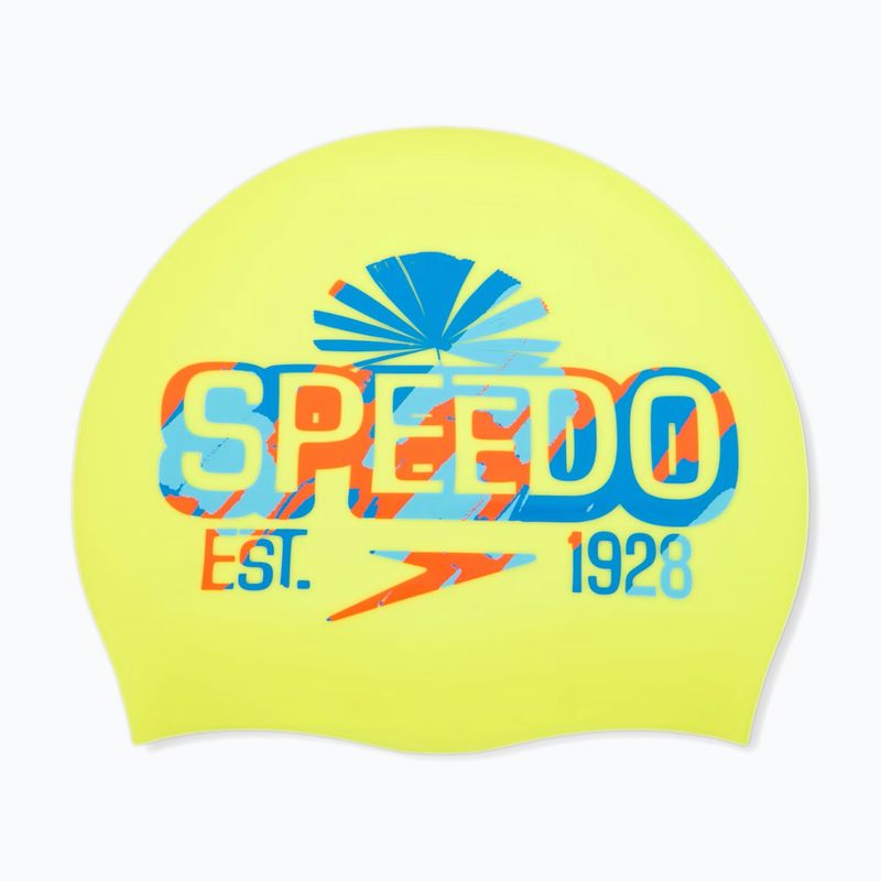 Schwimmkappe Badehaube Speedo Printed Silicone lemon drizzle/picton blue/punch blue