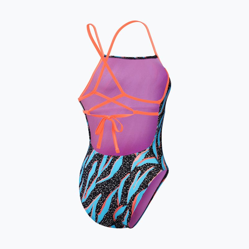 Einteiliger Schwimmanzug Speedo Allover Digital Lattice Tie-Back black/picton blue/siren red 2