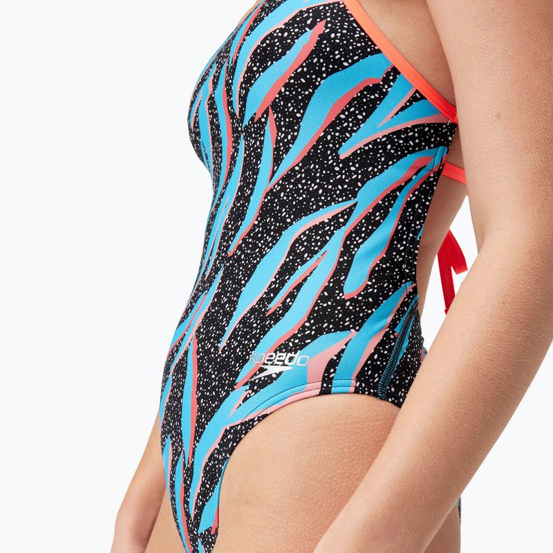 Einteiliger Schwimmanzug Speedo Allover Digital Lattice Tie-Back black/picton blue/siren red 6