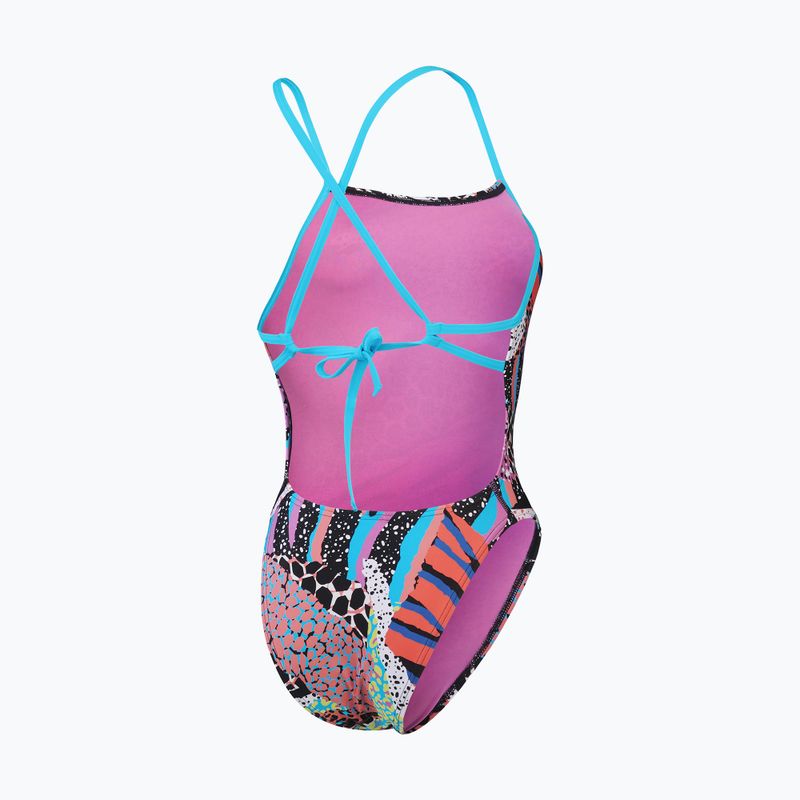 Einteiliger Schwimmanzug Speedo Allover Digital Tie Back black/matcha green/siren red 2