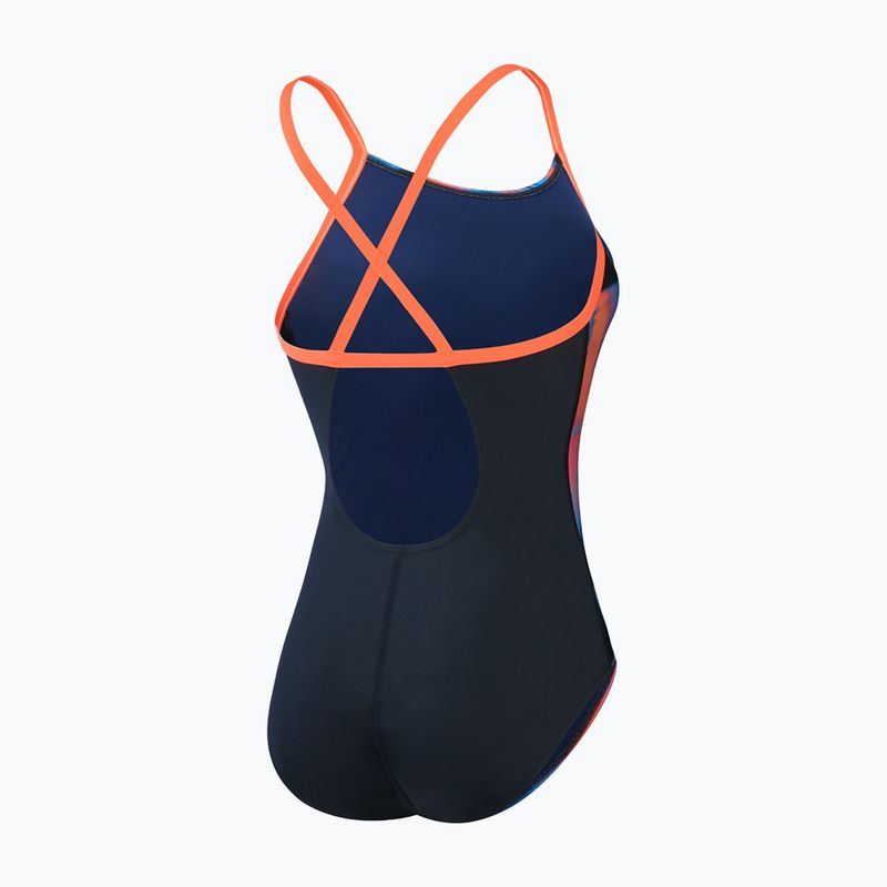 Damen-Badeanzug Speedo Allover Fixed Crossback true navy/siren red/punch blue 2