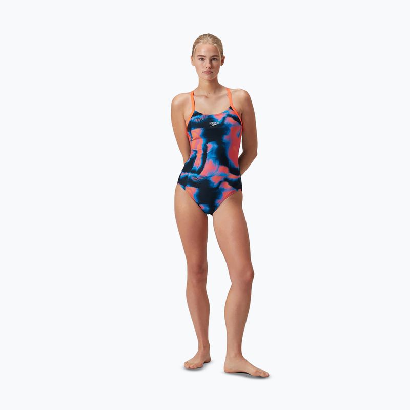 Damen-Badeanzug Speedo Allover Fixed Crossback true navy/siren red/punch blue 6