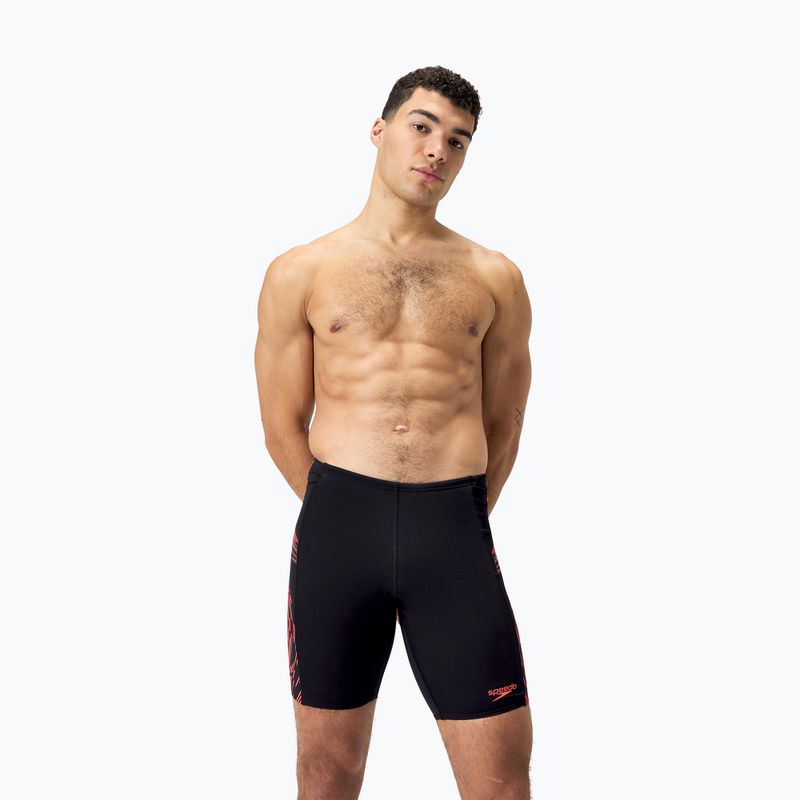 Schwimm-Jammer Herren Speedo Tech Panel Jammer black/siren red/usa charcoal