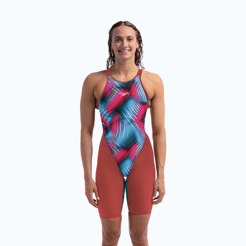 Damen-Einteiler Speedo Fastskin LZR Pure Valor 2.0 Openback Kneeskin flame red/picton blue 6