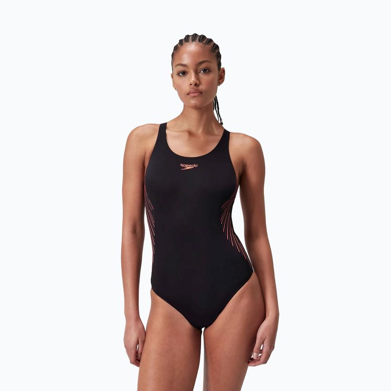 Speedo Placement Muscleback einteiliger Badeanzug schwarz/pflaume dandy/siren 5