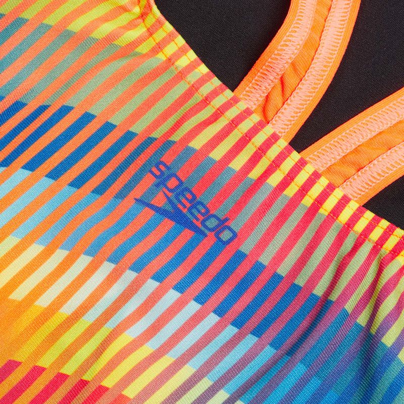 Speedo Digital Placement Powerback einteiliger Badeanzug für Kinder schwarz/sirenrot/true cobalt/lemon drizzle