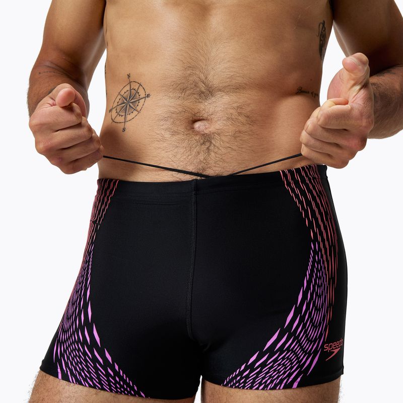 Herren Speedo Duo Logo Print Aquashort Badehose schwarz/korallenrot/neonviolett 4