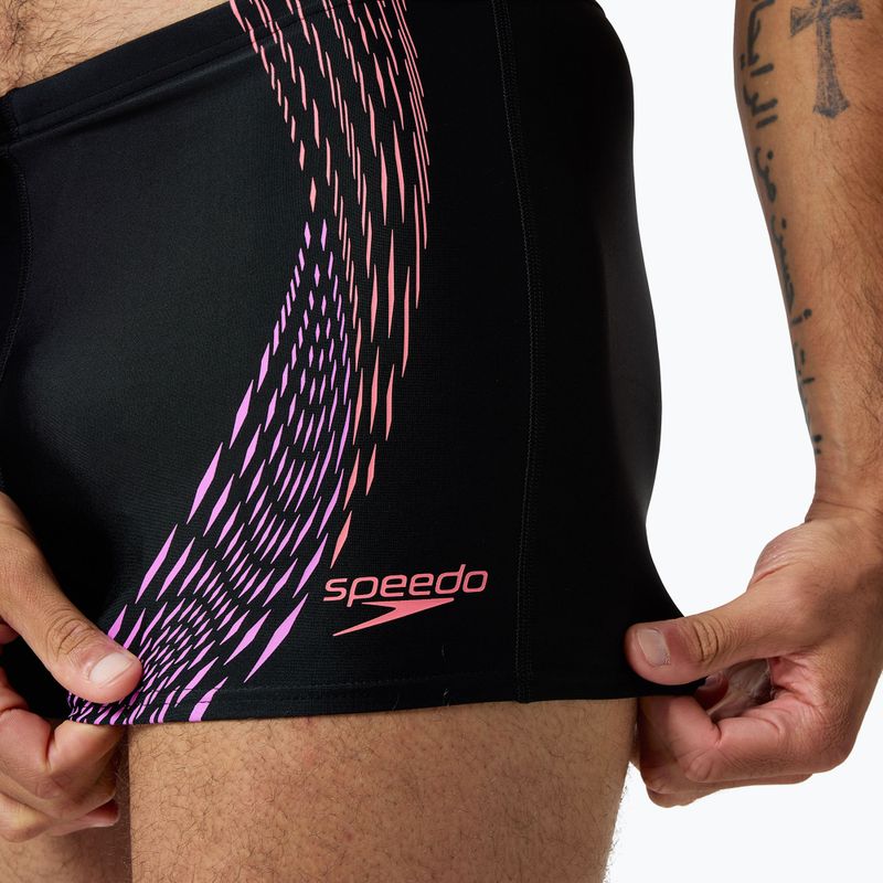 Herren Speedo Duo Logo Print Aquashort Badehose schwarz/korallenrot/neonviolett 5