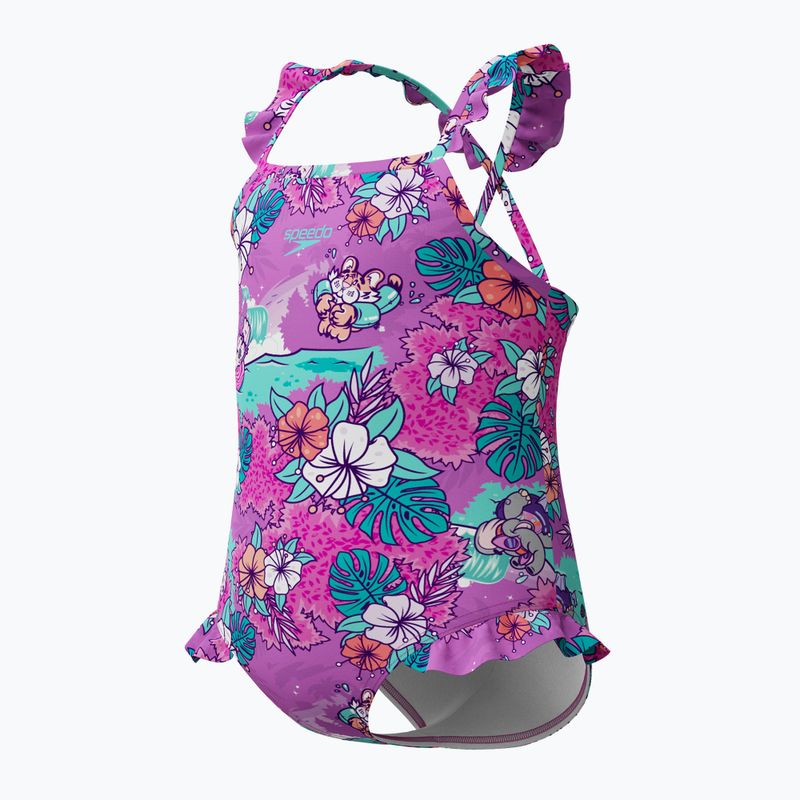 Einteiler Badeanzug Kinder Speedo Learn To Swim Printed Frill Thinstrap neon violet 3