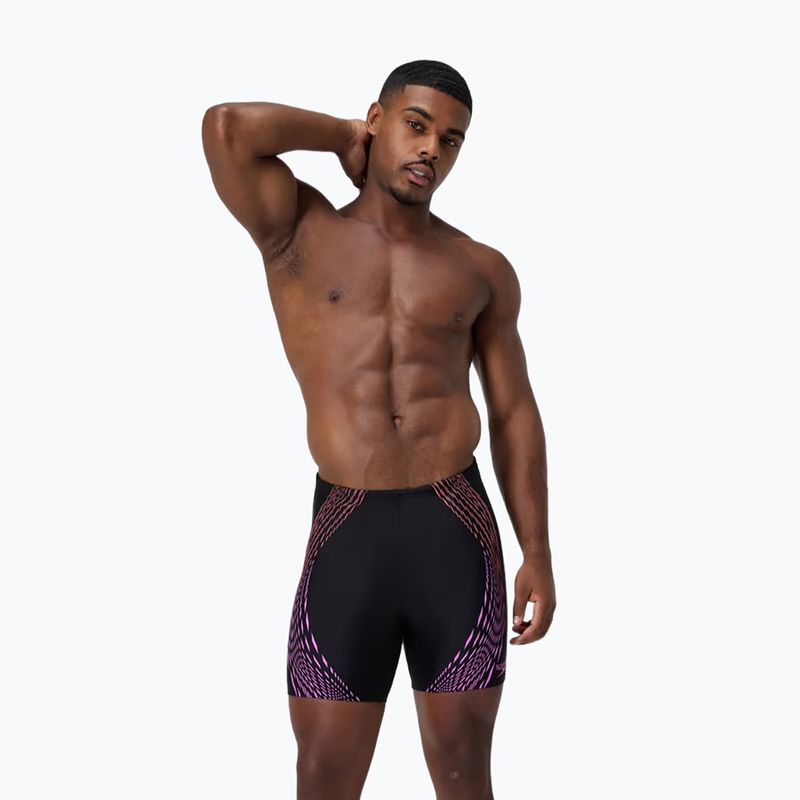 Schwimm-Jammer Herren Speedo Duo Logo Print Mid Jammer black/coral sands/neon violet 6