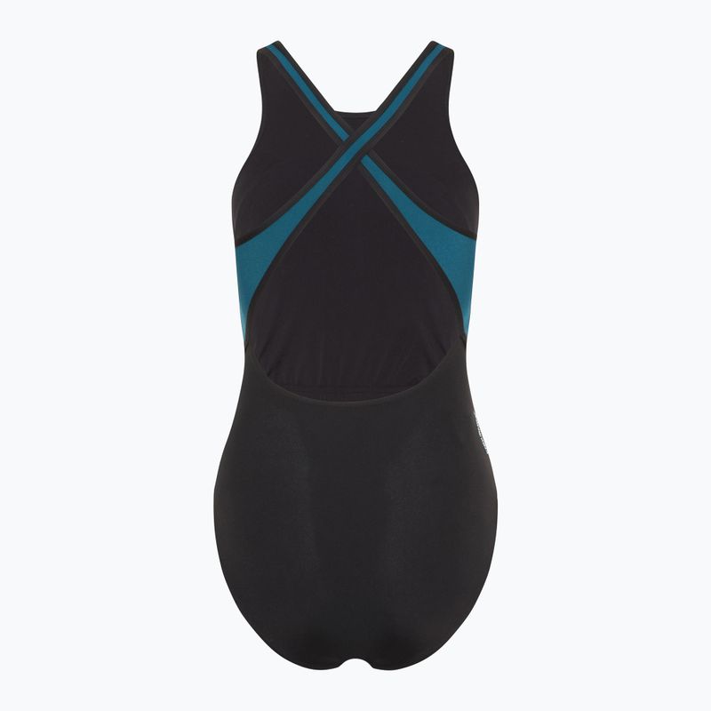 Einteiler Badeanzug Damen Speedo High Neck Splice Cross Back dark teal 2
