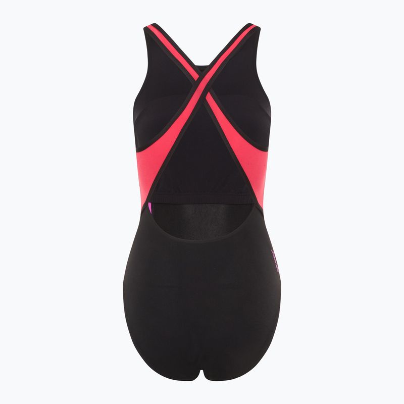 Einteiler Badeanzug Damen Speedo High Neck Splice Cross Back raspberry fill 2