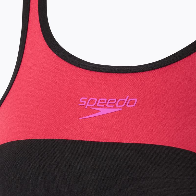 Einteiler Badeanzug Damen Speedo High Neck Splice Cross Back raspberry fill 3