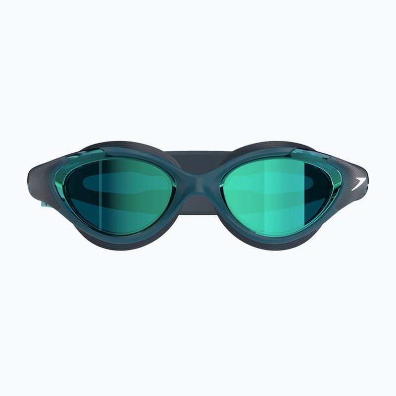 Speedo Biofuse 2.0 Mirror Schwimmbrille für Damen, dunkelgrau / kobalt / smaragdgrüner Spiegel 2