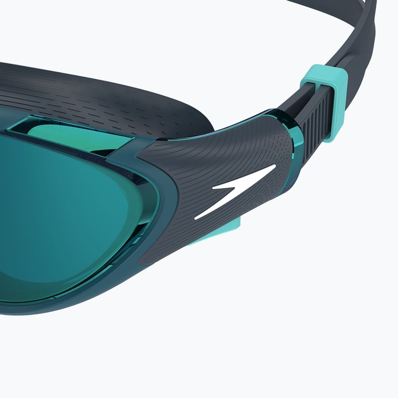 Speedo Biofuse 2.0 Mirror Schwimmbrille für Damen, dunkelgrau / kobalt / smaragdgrüner Spiegel 5