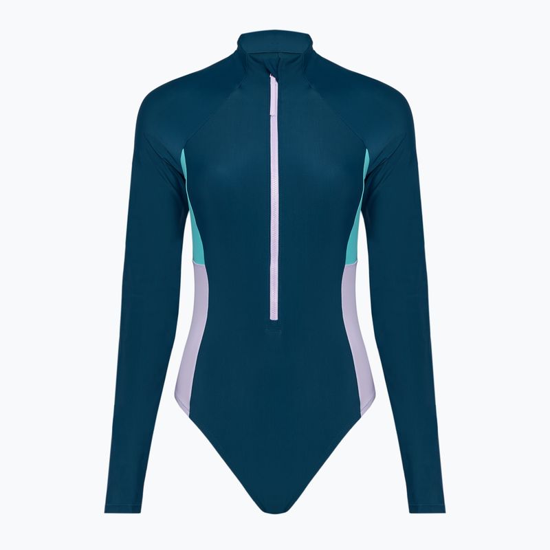 Speedo einteiliger Badeanzug Zip Colorblock dunkelgrün