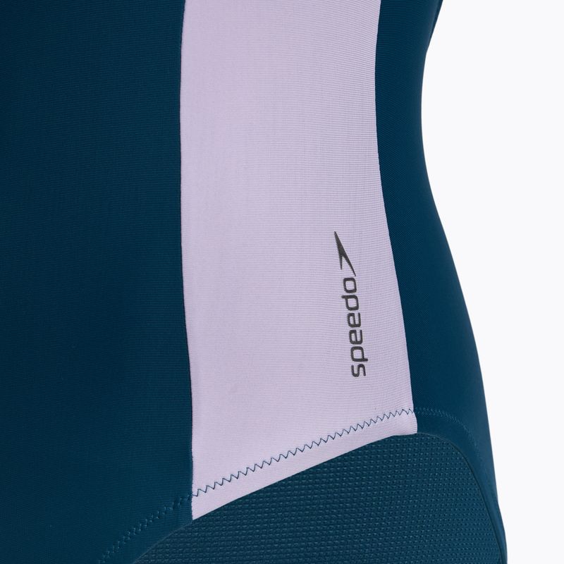 Speedo einteiliger Badeanzug Zip Colorblock dunkelgrün 4