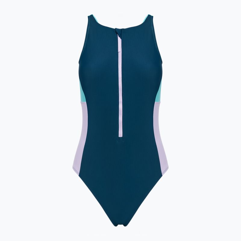 Speedo einteiliger Badeanzug Zip Colorblock dunkelgrün