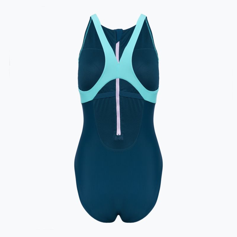 Speedo einteiliger Badeanzug Zip Colorblock dunkelgrün 2