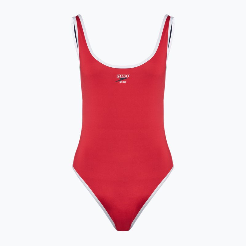 Speedo Damen einteiliger Badeanzug Solid Bound Scoop hohes Risiko rot