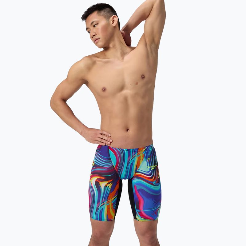 Herren-Schwimm-Jammer Speedo Fastskin LZR Pure Valor 2.0 Jammer molten black/molten blur