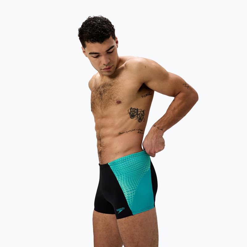 Herren-Schwimmshorts Speedo Endurance+ MAX Splice Aquashort schwarz/türkis gem 4