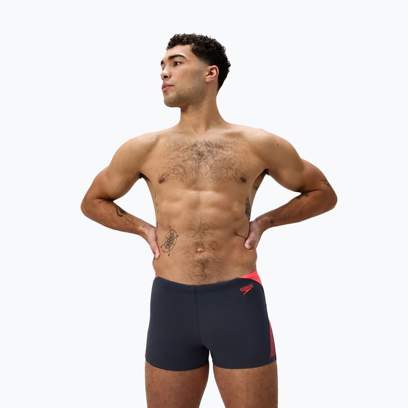 Herren-Schwimmshorts Speedo Hyper Boom Splice grau lead/neon coral