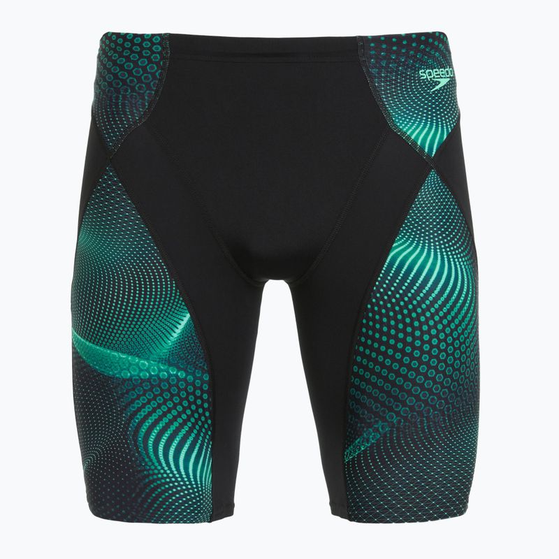 Herren-Schwimm-Jammer Speedo Endurance+ Max Compression Jammer schwarz/türkis Edelstein