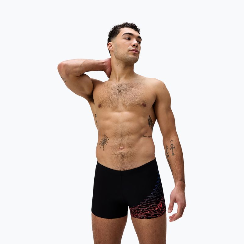 Herren-Schwimmshorts Speedo Medley Logo Aquashort schwarz/neonkoralle