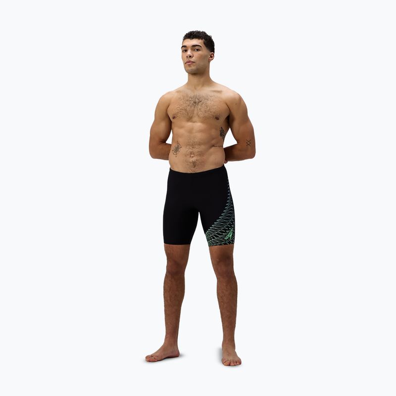 Herren-Schwimmjammer Speedo Medley Logo Jammer schwarz/alfalfa grün 2