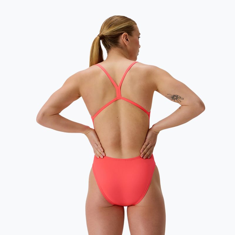 Damen-Einteiliger Badeanzug Speedo FL Solid V-Back Neonkoralle 2