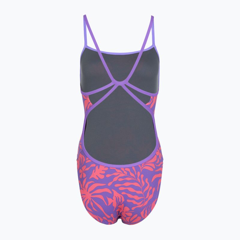 Damen-Einteiler Badeanzug Speedo FL Printed Web Back coral cluster/indigo glow 2
