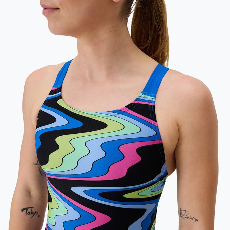 Damen-Einteiliger Badeanzug Speedo FL Printed Leaderback ripple melody/lagoon blue 4