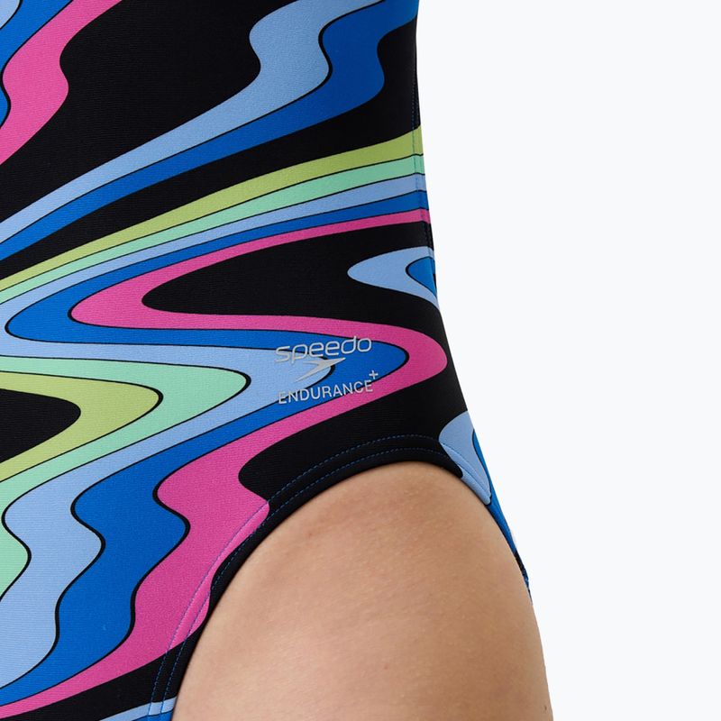 Damen-Einteiliger Badeanzug Speedo FL Printed Leaderback ripple melody/lagoon blue 6