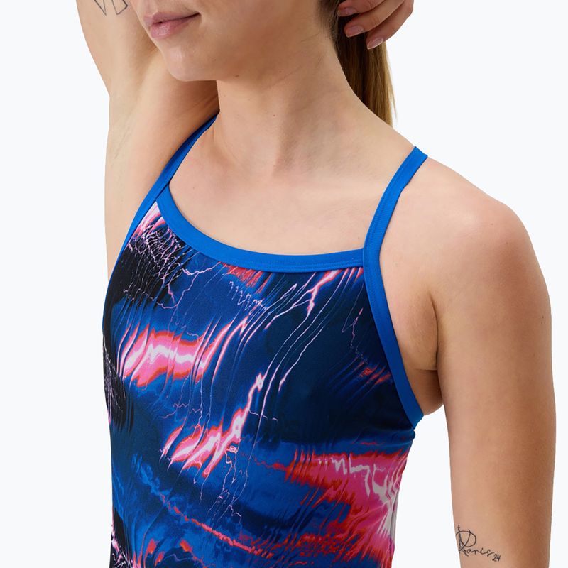 Damen-Einteiler Badeanzug Speedo FL Printed Turnback elektrostatik/lagunenblau 4