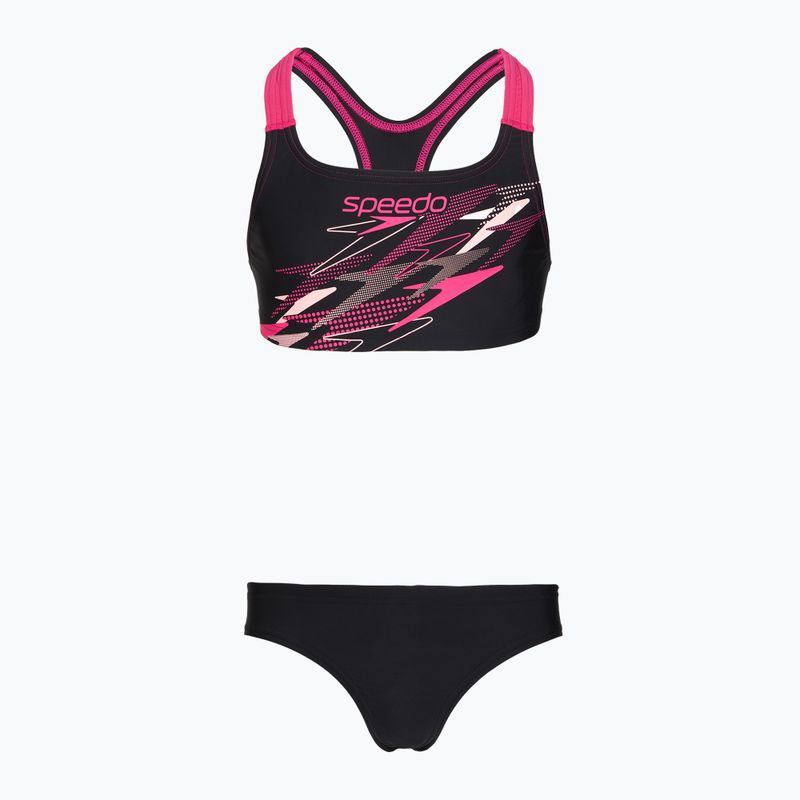 Kinder-Badeanzug zweiteilig Speedo Medley Logo Racerback 2pc anthracite/pink