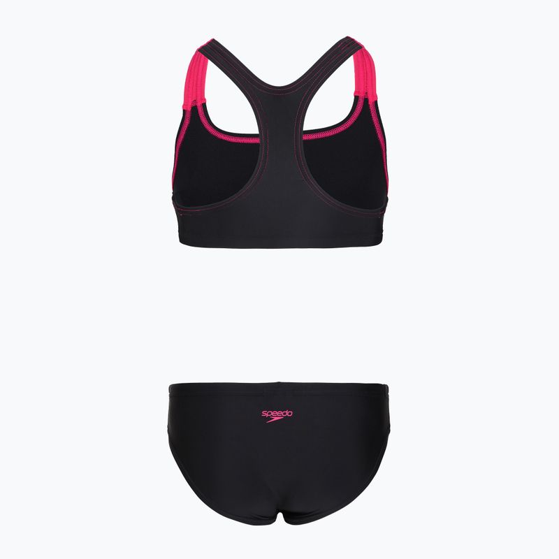 Kinder-Badeanzug zweiteilig Speedo Medley Logo Racerback 2pc anthracite/pink 2