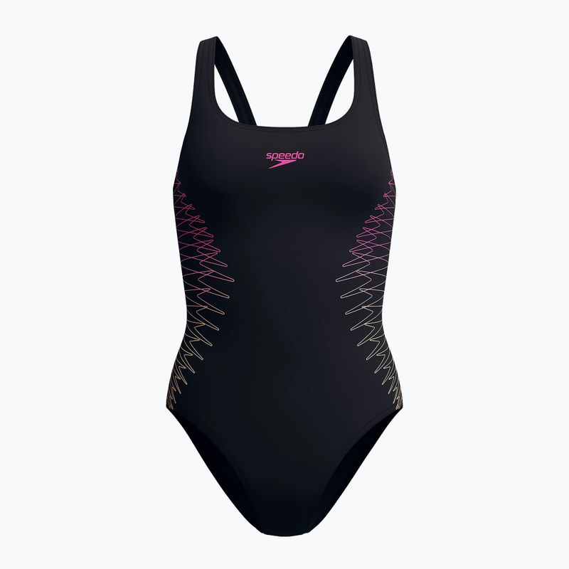 Damen-Einteiler Badeanzug Speedo Placement Muscleback anthracite/clover 6