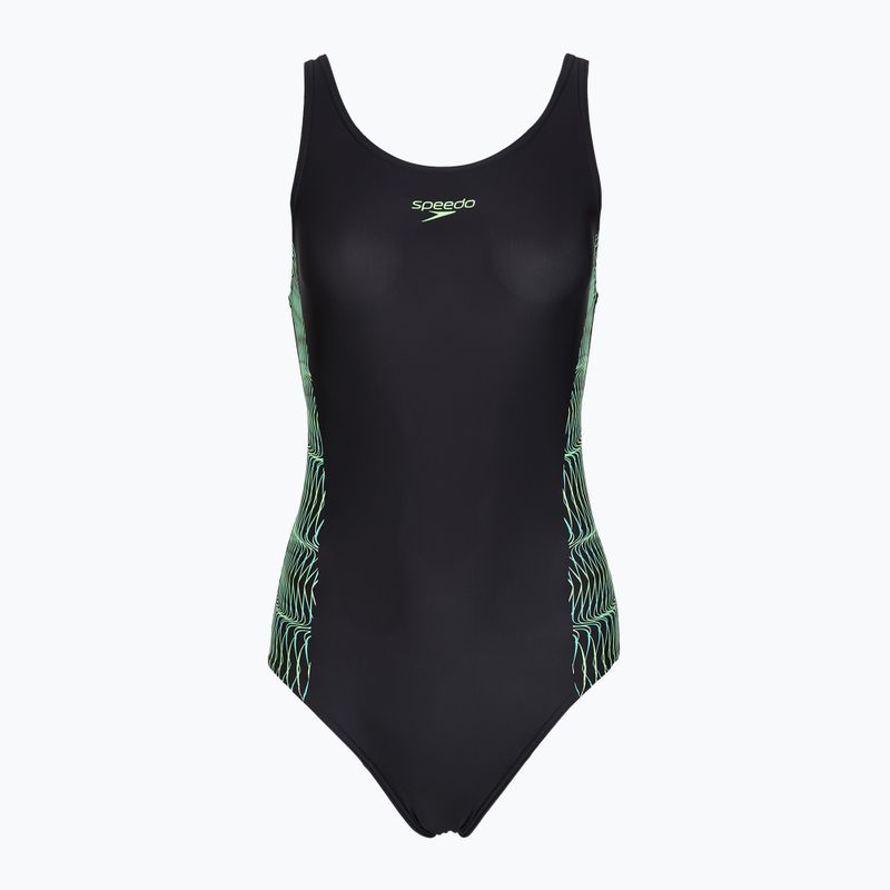 Damen-Einteiler Badeanzug Speedo Placement Muscleback anthracite/clover 6