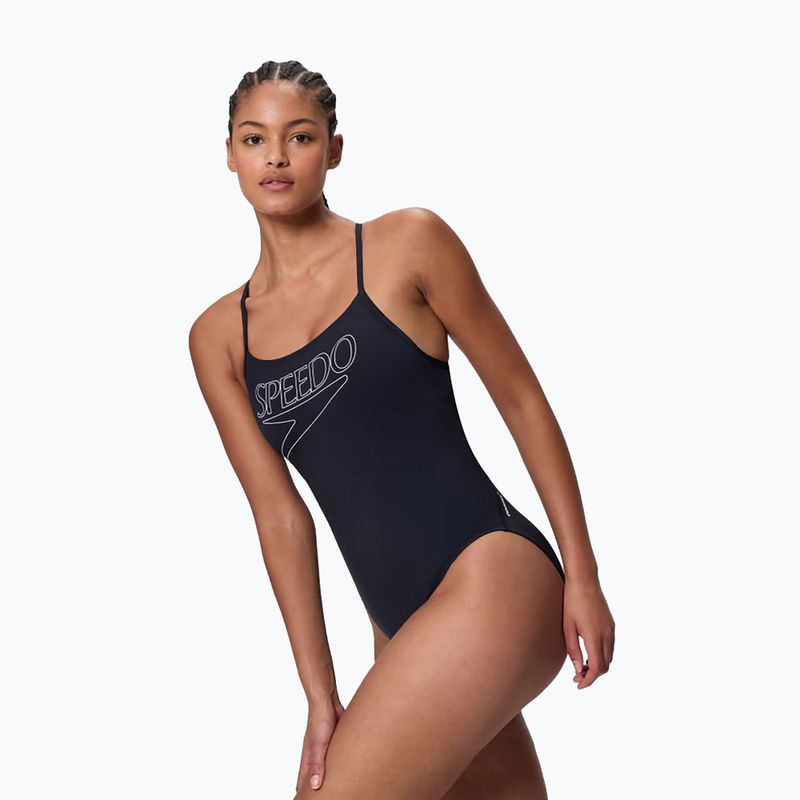 Damen-Badeanzug Speedo Endurance+ Logo Thin Strap anthracite 3