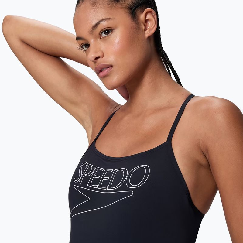 Damen-Badeanzug Speedo Endurance+ Logo Thin Strap anthracite 4