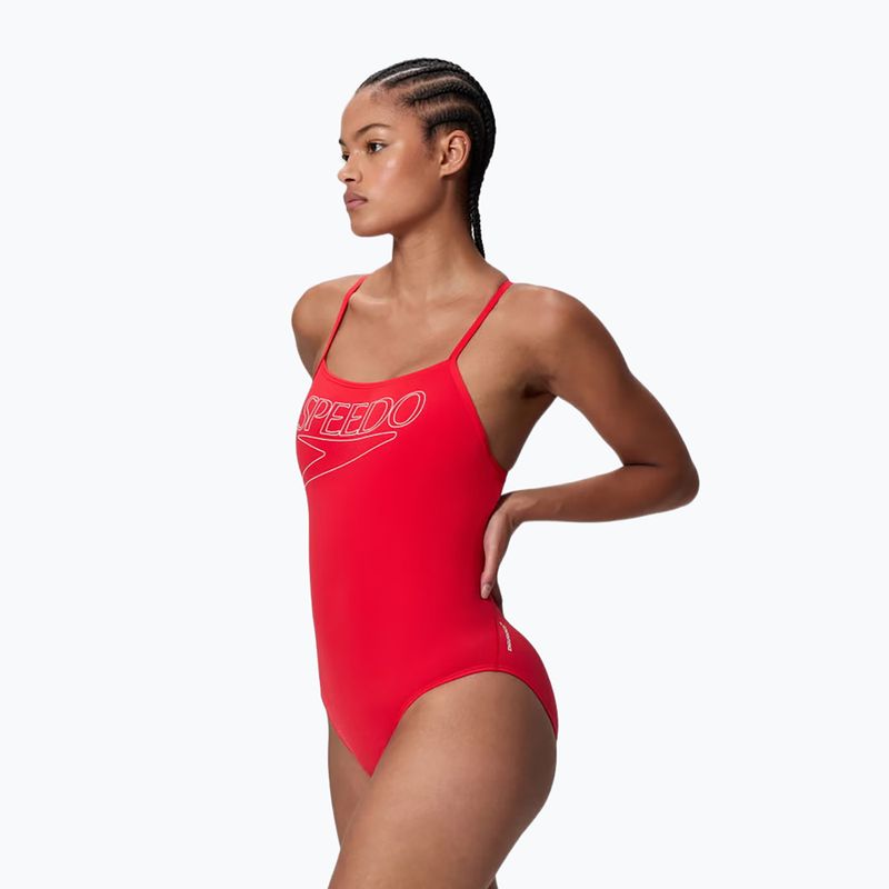Einteiliger Damen-Badeanzug Speedo Endurance+ Logo Thin Strap high risk red 3