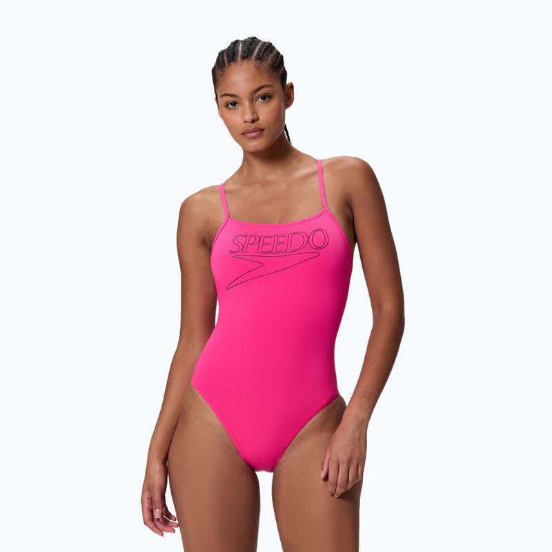 Damen Badeanzug Speedo Endurance+ Logo Thin Strap margarita pink