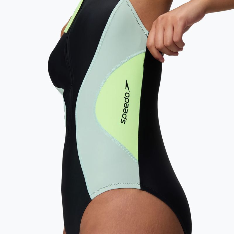 Damen Badeanzug Speedo Ocean Flex Zip black/pale clover 5