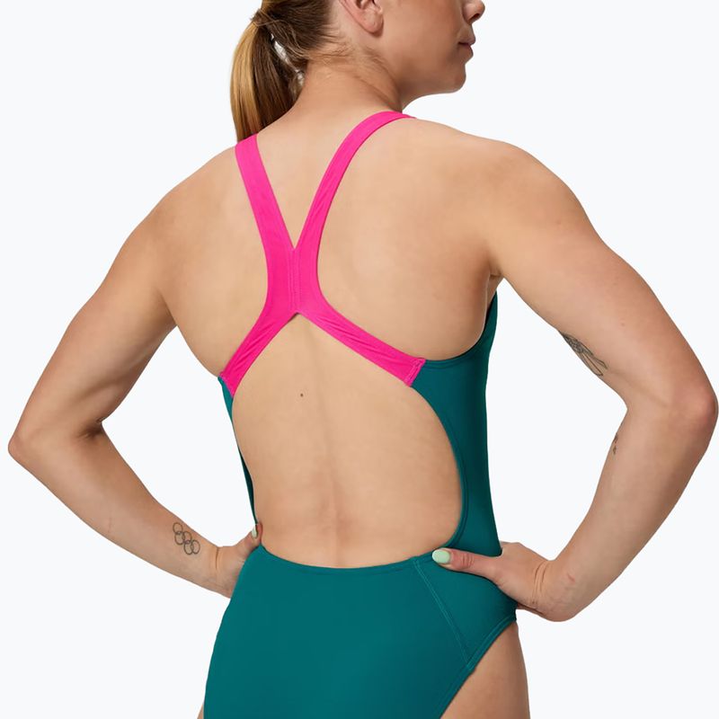 Damen Badeanzug Speedo Solid Powerback peacock 4